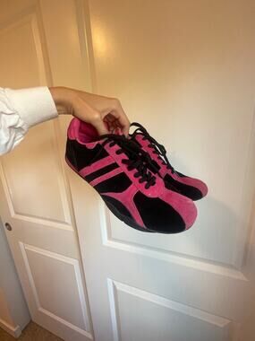 hot pink and black y2k sneakers